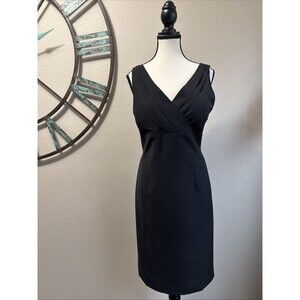 Ann Taylor Dress Black Sleeveless Lined V-Neck Sheath Size 10 NWT $158